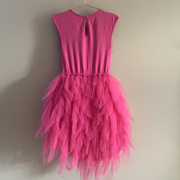 Tutu du Monde pink beaded feather girls party dress sz 4-5 - Picture 5 of 7